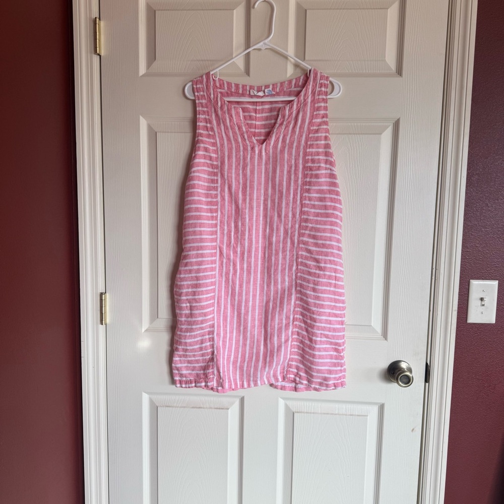 Sigrid Olsen 100% Linen Pink Stripe Dress | Size M